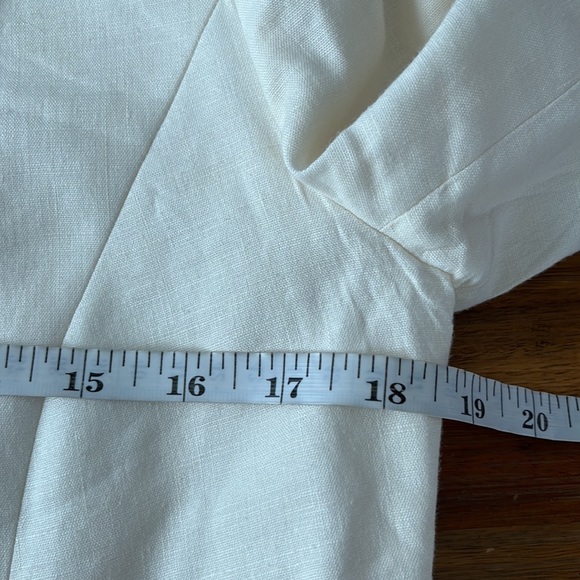 Anne Klein Linen Blend Ruffle Stretch 3/4 Sleeves Blazer 4 - Picture 9 of 12